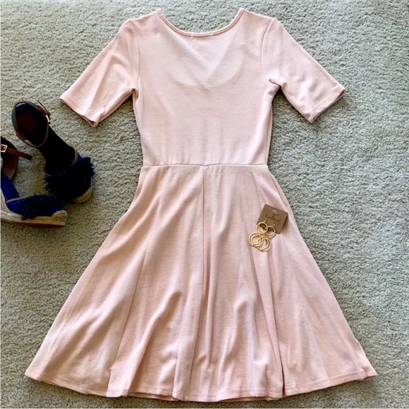 Light Peach Color Fit and Flare Dress - Picture 2 of 7